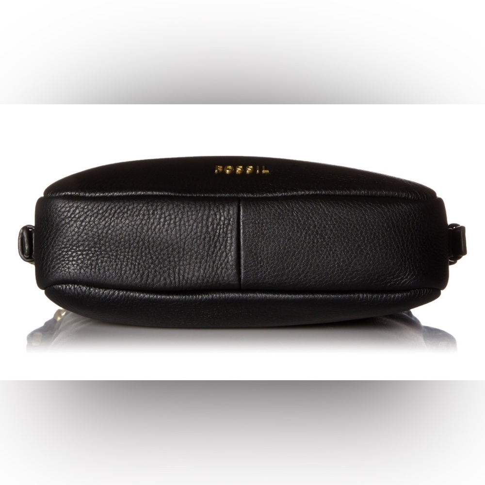 Fossil Black piper toaster pebbled Leather Crossbody with Gold Accents - Picture 4 of 16